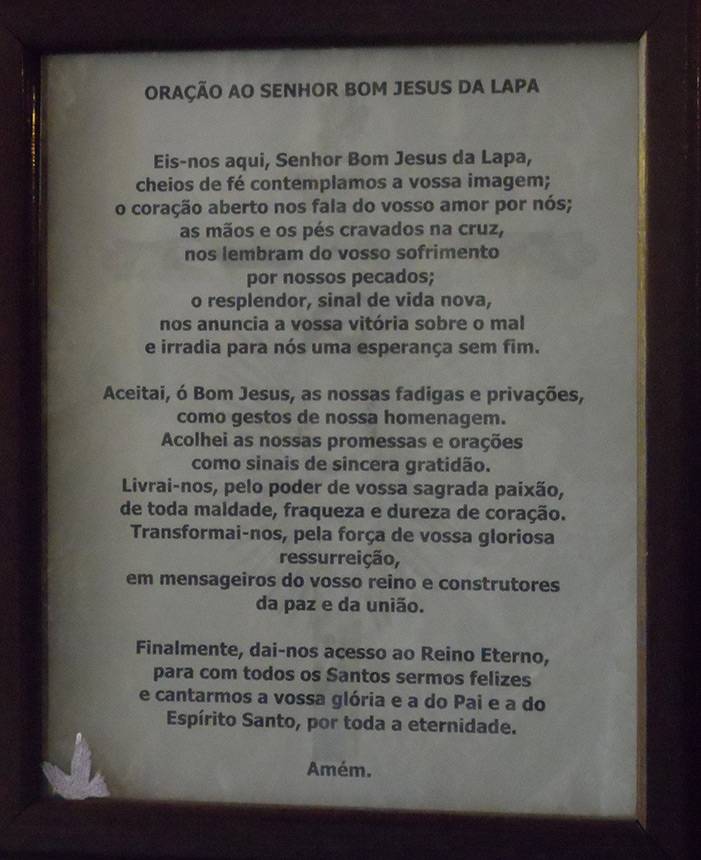 Gruta do Santíssimo Sacramento 3 Oração ao Senhor Bom Jesus da Lapa