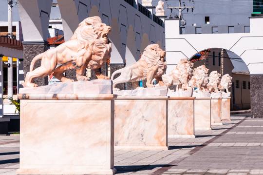 Praça da Fé e os leões da tribo de judá